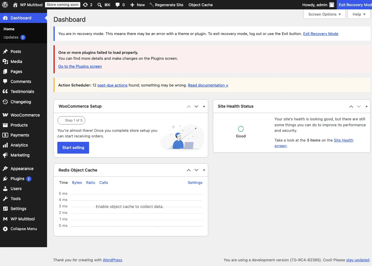 Clean Recovery Mode dashboard after second-bug fix