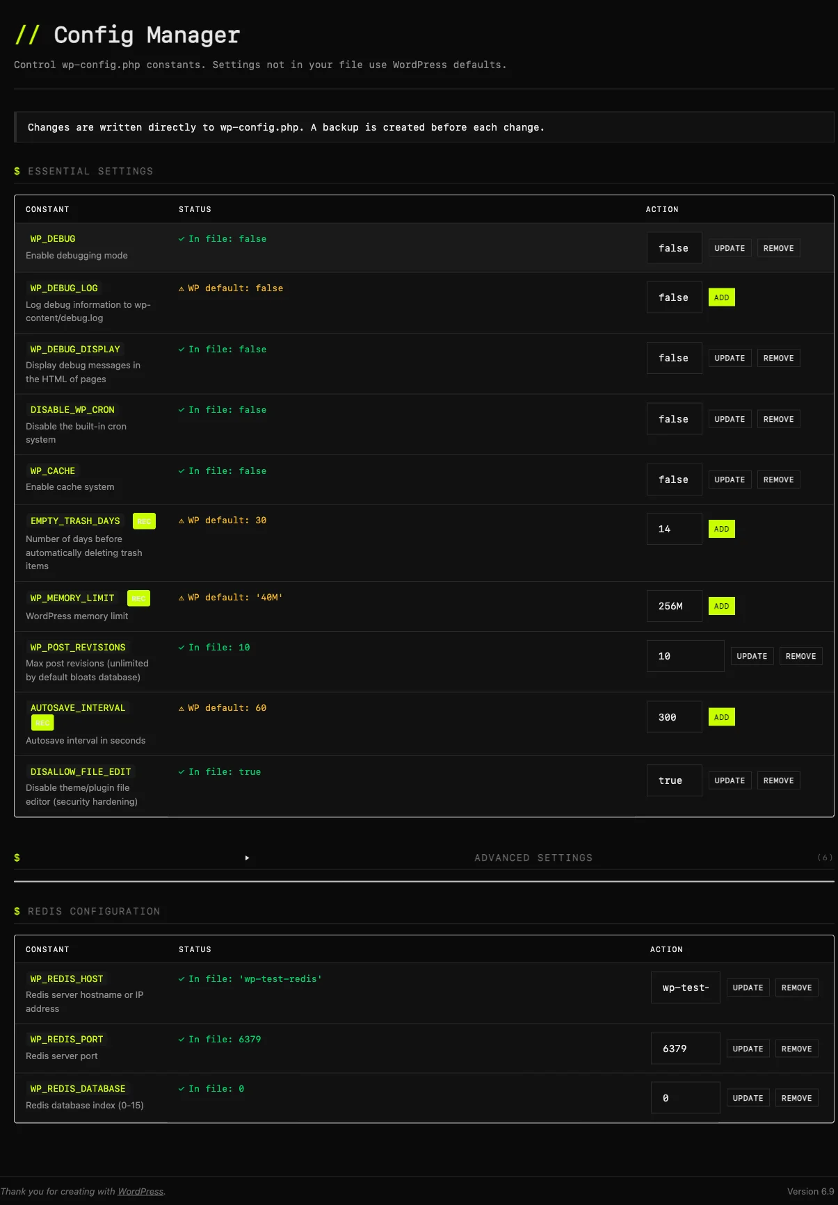 Config Manager screenshot