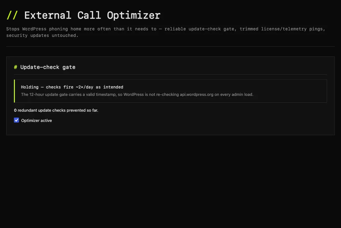 External Call Optimizer screenshot