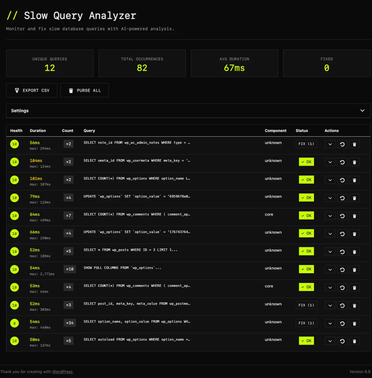 Slow Query Analyzer screenshot